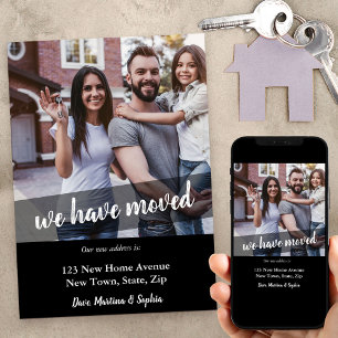 New Home Photo We've Moved Brush Script Overlay Announcement