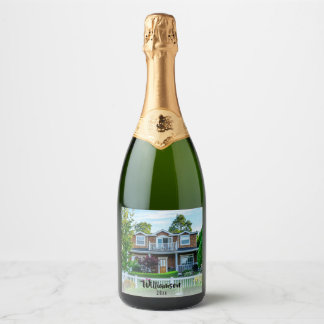 New Home Photo Year Housewarming Client Gift Sparkling Wine Label