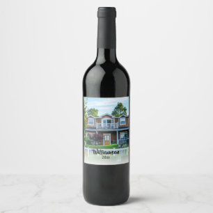 New Home Photo Year Housewarming Client Gift Wine Label