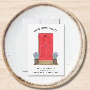 New Home Red Door Moving Announcement Mini Card