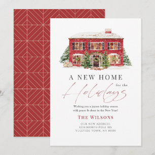 New Home Red House Christmas Holiday Card