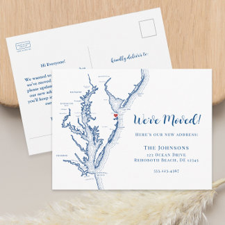 New Home Rehoboth Beach DE Map Moving Announcement Postcard