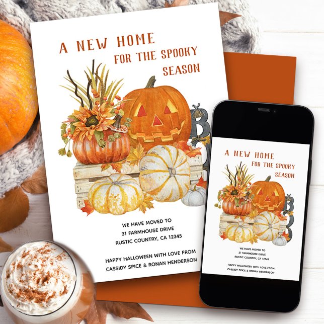 New Home Rustic Halloween Moving Announcement (New Home for the Spooky Season - fun moving card for new address announcement near halloween time)