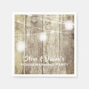 New Home Rustic Wood Custom Housewarming Party Napkin