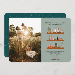 New Home  Shelves Green Moving Announcement Photo