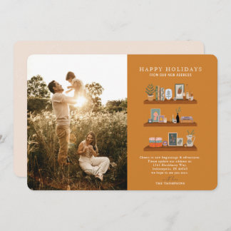 New Home Shelves Rust Moving Announcement Photo