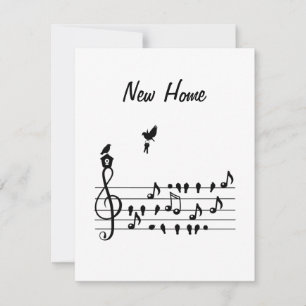 New home, song bird carrying key of new home  holiday card