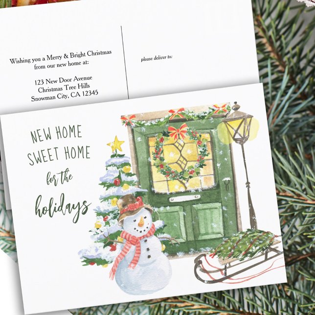 New Home Sweet Home Christmas Door Holiday Postcard (Creator Uploaded)