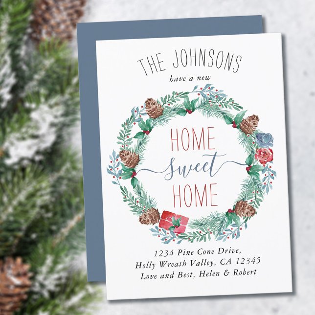 New Home Sweet Home for the Holidays Pine Wreath Announcement (Creator Uploaded)