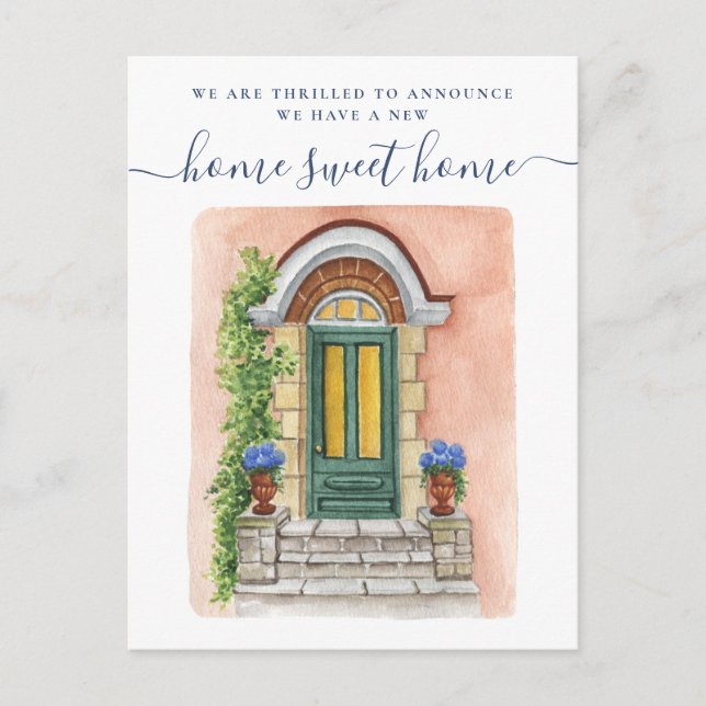 New Home Sweet Home Front Door Moving Announcement Postcard (Front)