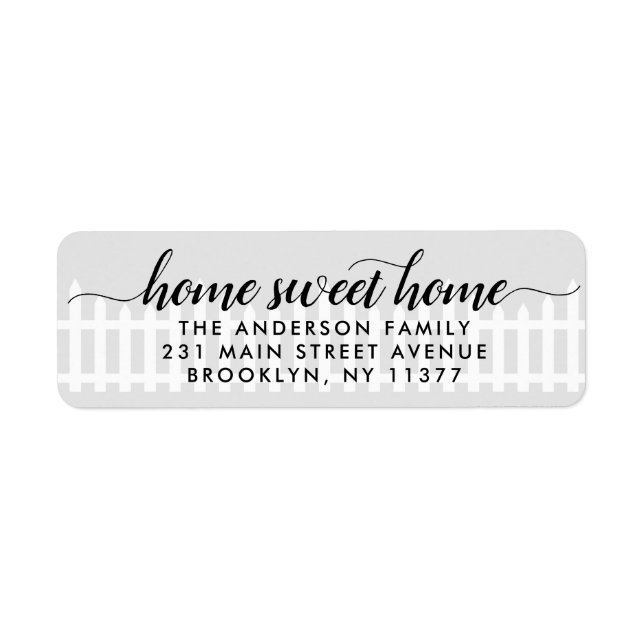 New Home Sweet Home Moving Cute Picket Fence Grey (Front)