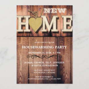 New home sweet home rustic housewarming party invitation