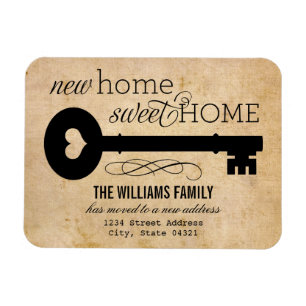 New Home Sweet Home Vintage Key Moving Magnet