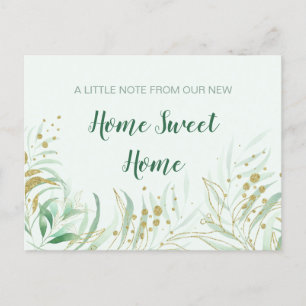 New Home Sweet Home Watercolor Foliage Moving Announcement Postcard