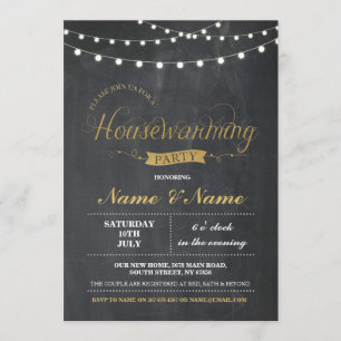 New Home Sweet House Warming ChalkBoard Key Invite
