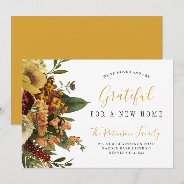 New home Thanksgiving holiday moving Announcement (Front/Back)