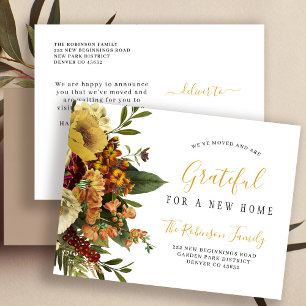 New home Thanksgiving holiday moving Announcement Postcard