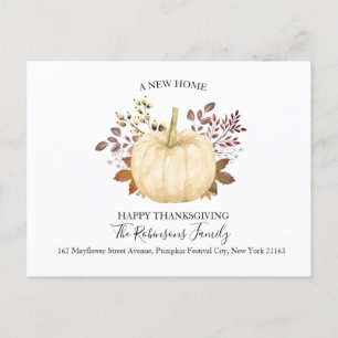 New Home Thanksgiving Pumpkin Moved Holiday Moving Announcement Postcard