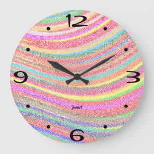New Home Wall Timepiece Colourful Rainbow Swirl    Large Clock
