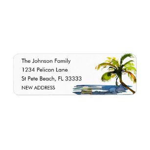New Home Watercolor Palm Tree Return Address
