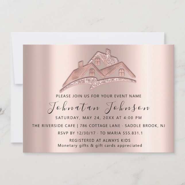 New Home We Have Moved House Party Real EstateRose Invitation (Front)