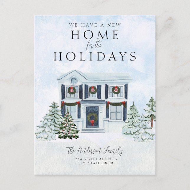 New Home We Moved Christmas Holiday Moving Announcement Postcard (Front)