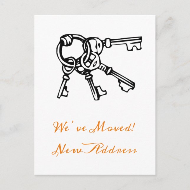 New Home We’ve Moved Announcement Orange Postcard (Front)