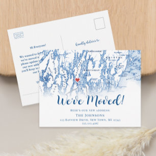 New Home Westport Maine Map Moving Announcement Postcard