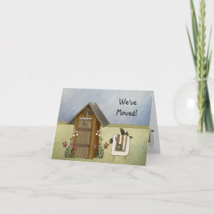 New Home We've Moved Country Crows Outhouse Announcement