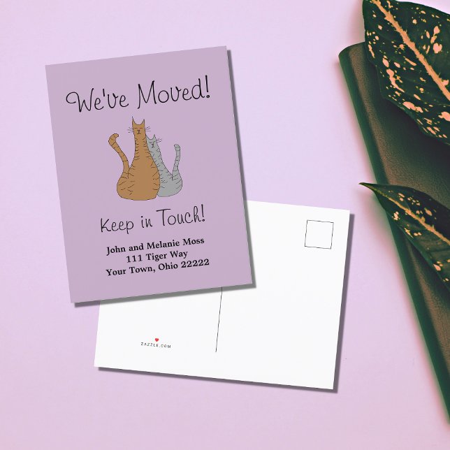 New Home We've Moved Tabby Cats Announcement Postcard (Creator Uploaded)