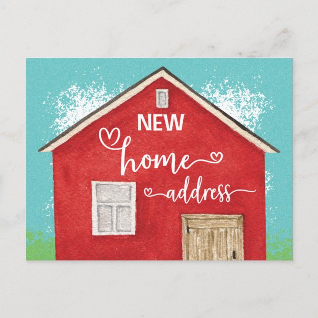 New Home We've Moved Watercolor New Address Announcement Postcard (Front)