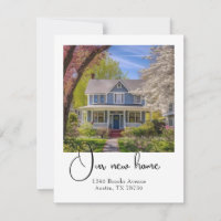 New Home with photo Moving announcement Card