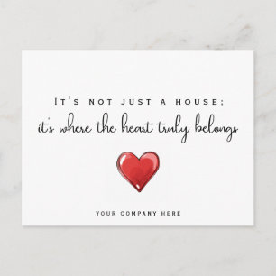New Homeowner Heart Real Estate Promotional Postcard