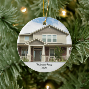 New Homeowner Holiday Family Home Photo Ceramic Tree Decoration