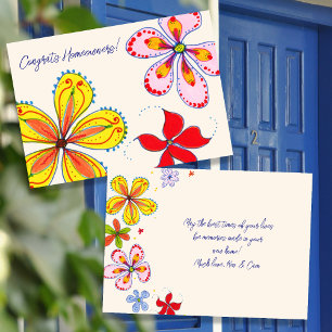 New Homeowners Big Flowers Congrats Message Card