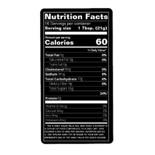 New Honey Nutrition Facts Black Product