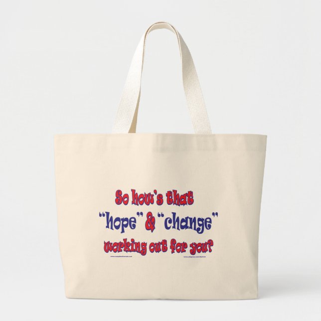 NEW-HOPE-AND-CHANGE-Funky Script Large Tote Bag (Front)