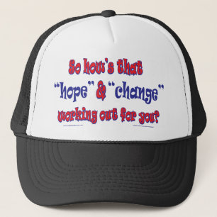 NEW-HOPE-AND-CHANGE-Funky Script Trucker Hat