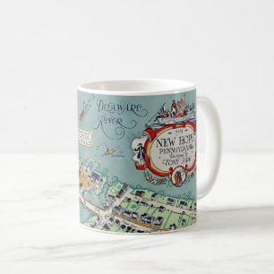 New Hope PA Vintage Illustration Mug