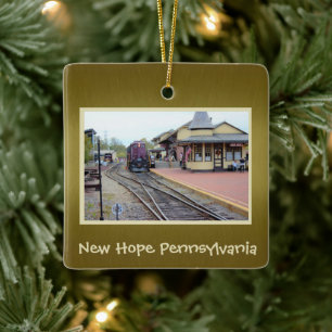 New Hope Train Station Ceramic Ornament