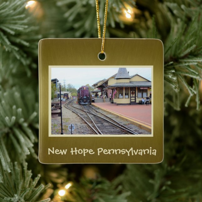 New Hope Train Station Ceramic Ornament (Tree)