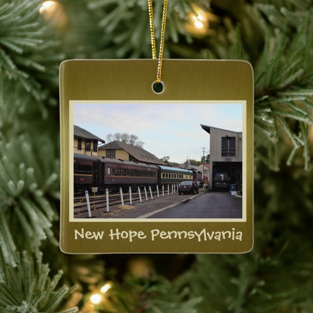 New Hope Train Station Ceramic Ornament (Tree)