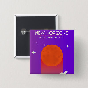New Horizons Pluto Grand Flypast space art. 15 Cm Square Badge