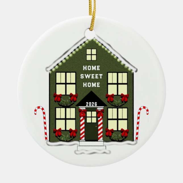 New House 2026 Ceramic Tree Decoration (Front)