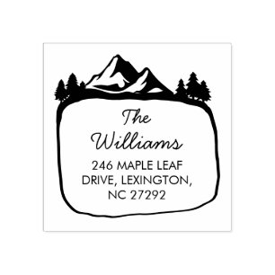 New House Address Announcement Outdoor Mountain Rubber Stamp
