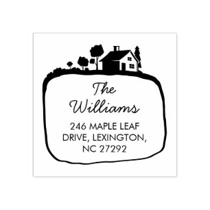 New House Address Announcement Rustic Garden Rubber Stamp