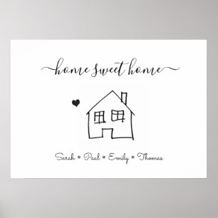 New house family home sweet home cute abstract fau poster