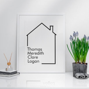New House Family Minimalistic with Names Poster
