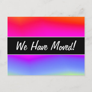 New House; Fun Multicolored Rainbow-Like Pattern Announcement Postcard
