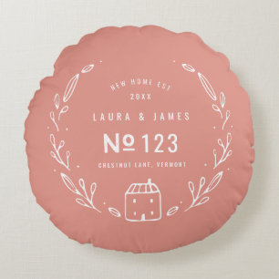 New house hand drawn floral design round cushion